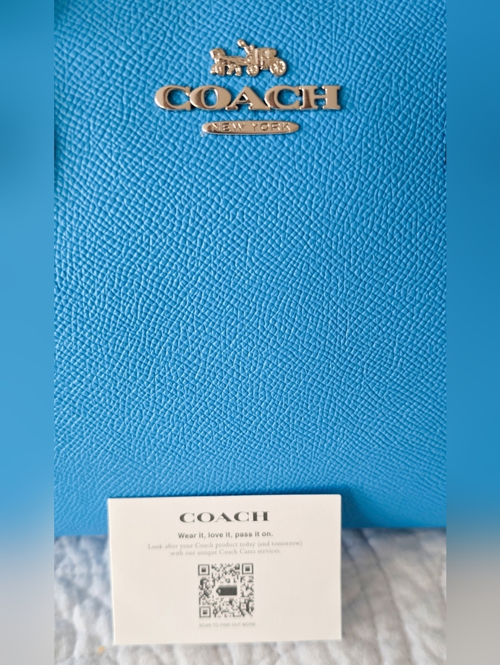 Coach Rowan Pebbled Leather in Turquoise Blue - Picture 10 of 10